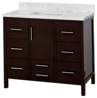California 42" Bathroom Vanity, Chocolate, Carrara Marble