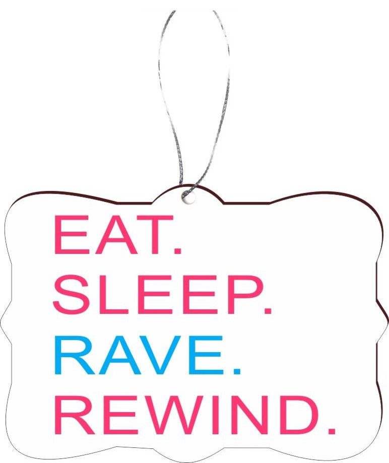 Eat Sleep Rave Rewind Pink & Blue Design Rectangle Christmas Tree Ornament