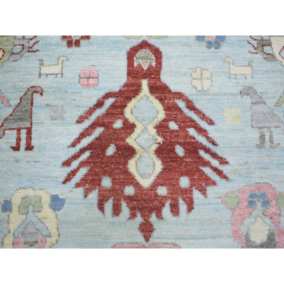 Light Blue, Anatolian Design Soft Wool Hand Knotted Oriental Rug, 8'10"x11'8"
