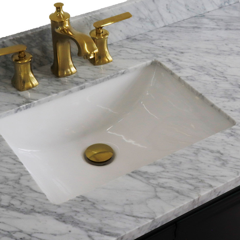 37" Single Vanity, Dark Gray Finish With White Carrara