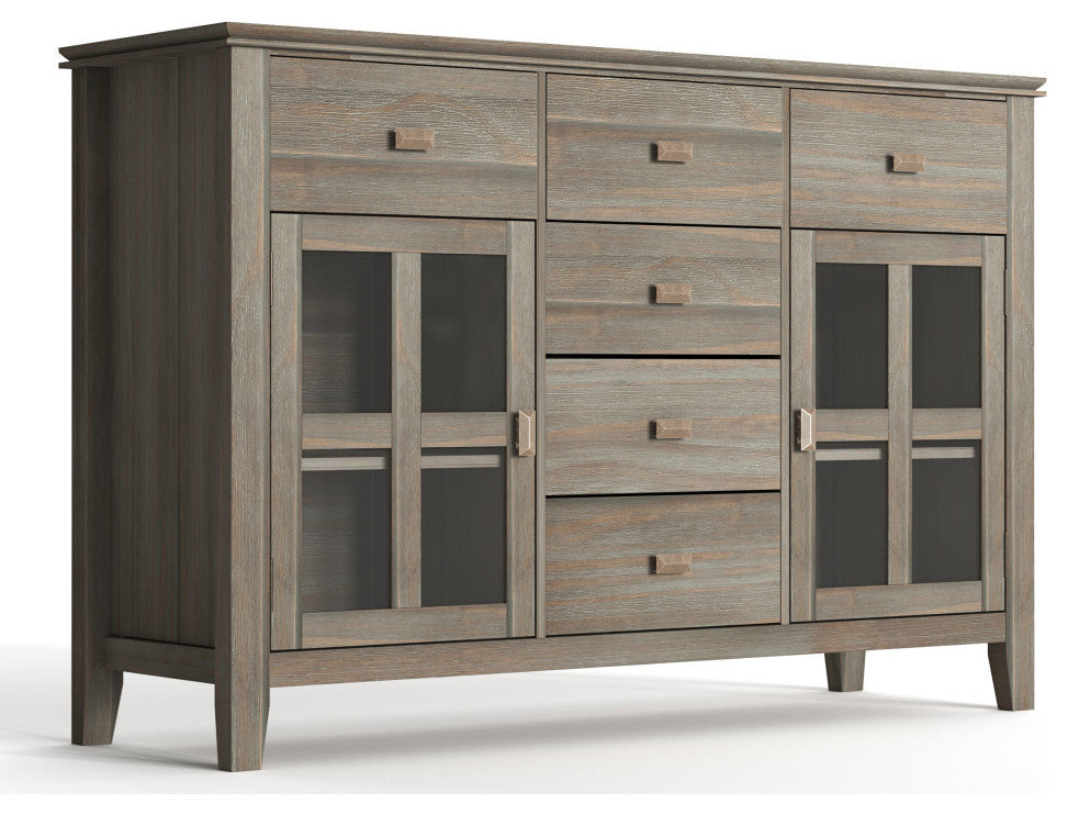Artisan Solid Wood Sideboard Buffet, Distressed Gray