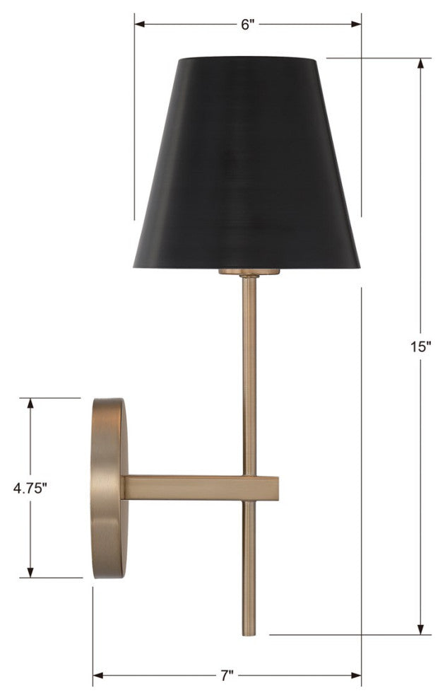 Crystorama Xavier 1 Light Wall Sconce XAV-B8321-VG, Vibrant Gold