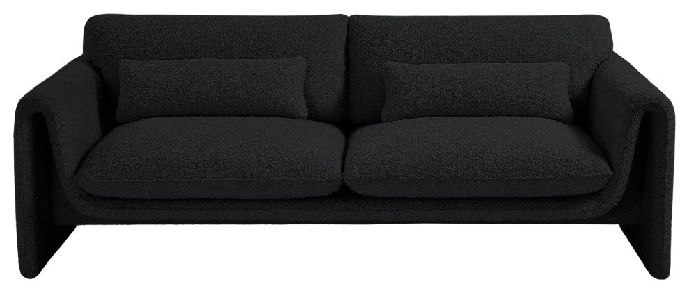 Stylus Boucle Fabric Upholstered Sofa, Black