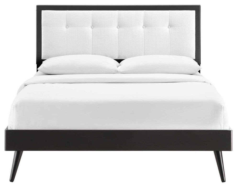 Willow Full Wood Platform Bed With Splayed Legs MOD-6637-BLK-WHI