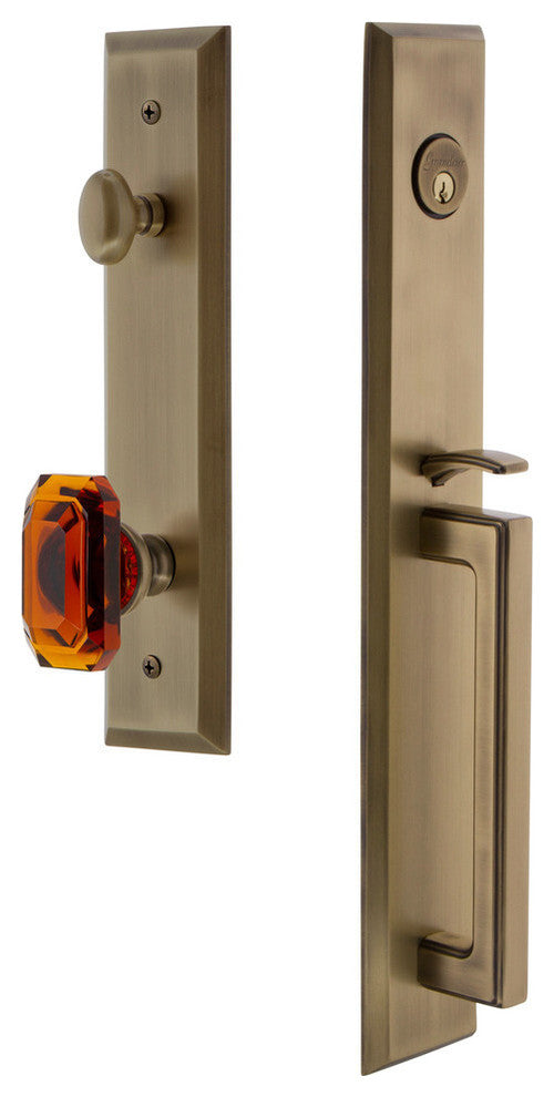 Fifth Avenue 1-Piece Dummy Handleset, D Grip and Baguette Amber Knob, 849267