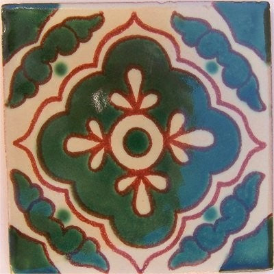4.2x4.2 9 pcs Green Toledo Talavera Mexican Tile