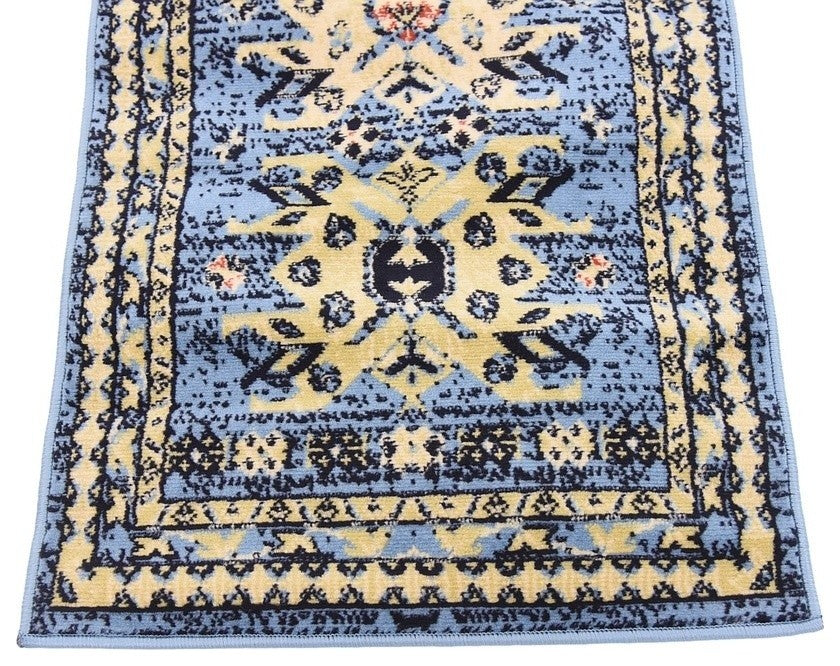 Unique Loom Light Blue Oasis Taftan 2' 2 x 8' 2 Runner Rug