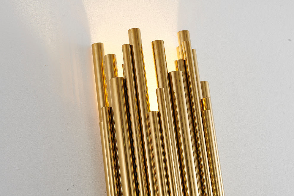 Gold Stainless Steel Rod Wall Sconce