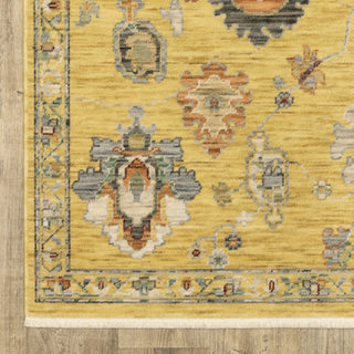 Leoness Vintage Traditional Yellow/ Multi Area Rug, 5'3" x 7'6"