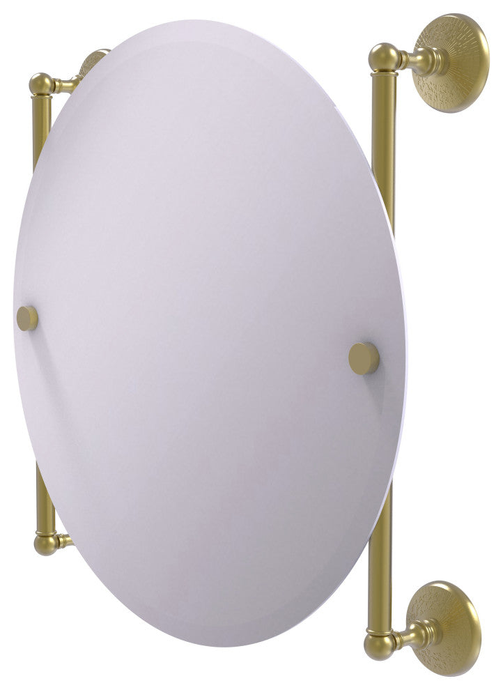 Monte Carlo Round Frameless Rail Mounted Mirror, Satin Brass