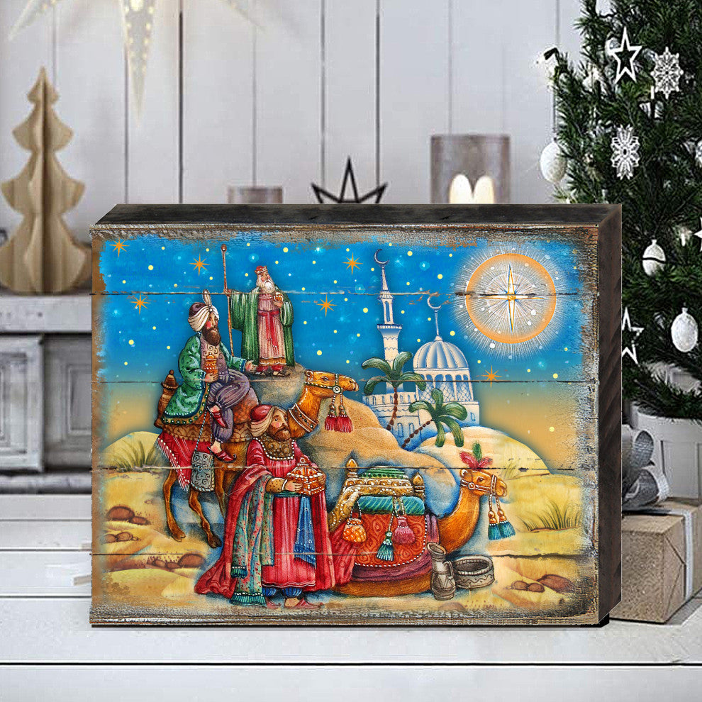 3 Kings Nativity Wooden Wall Art, Small, 12"x9"