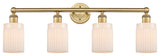 Hadley 4-Light 32" Bath Vanity Light, Brushed Brass Finish, Matte White Shade