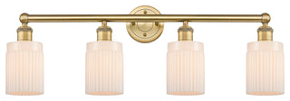 Hadley 4-Light 32" Bath Vanity Light, Brushed Brass Finish, Matte White Shade