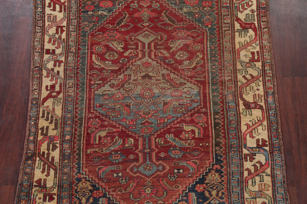 Consigned, Hand-Knotted Antique Oriental Traditional Persian Area Rug, Red, 4x6