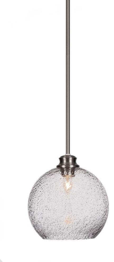 Kimbro 1-Light Stem Hung Pendant, Brushed Nickel/Smoke Bubble