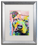 Thoughtful Pittbull II' Silver Framed Canvas Art by Dean Russo