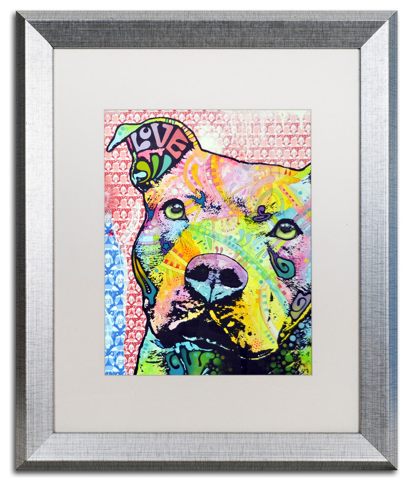 Thoughtful Pittbull II' Silver Framed Canvas Art by Dean Russo