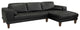 Wynne Contemporary Sectional, Genuine Black Leather With Brown Wood Legs