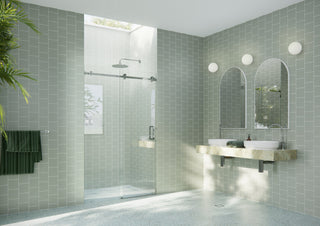 44-48"x78" Frameless Sliding Shower Door With Square Hardware, Polished Chrome