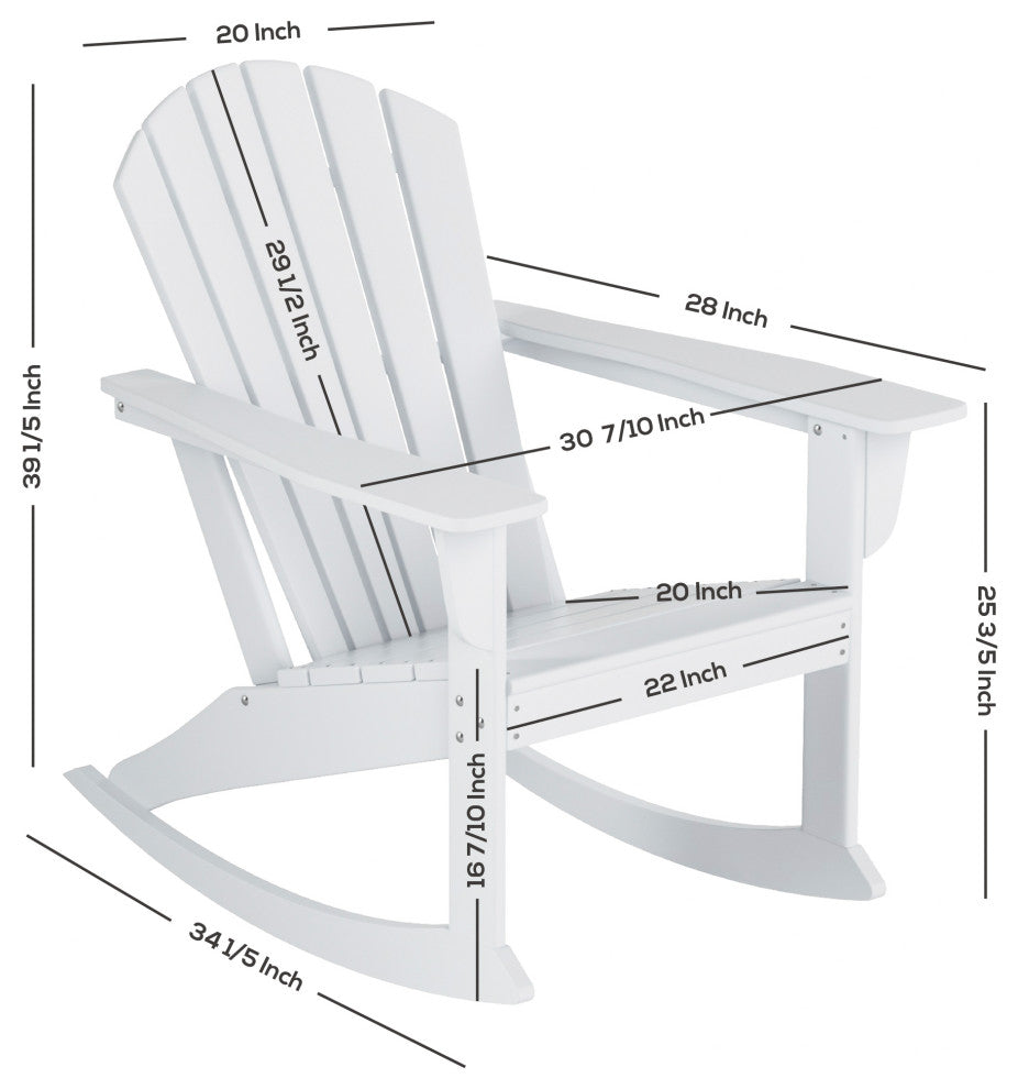 WestinTrends Outdoor Patio Poly Lumber Adirondack Porch Rocking Chair Rocker, Dark Brown