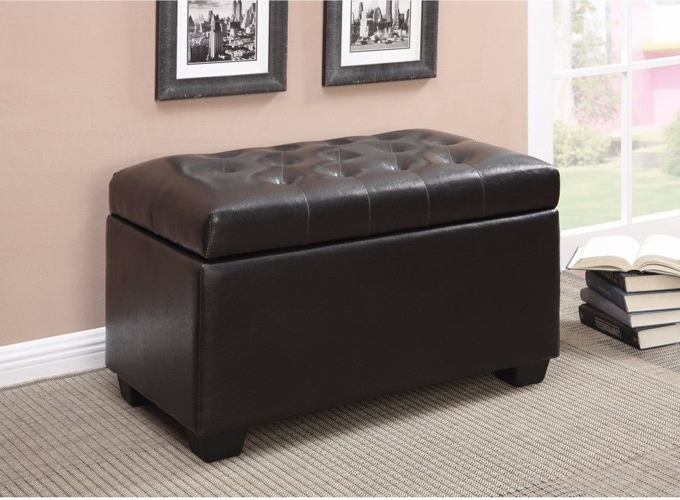 Multifunctional Tufted Storage Ottoman, Dark Brown