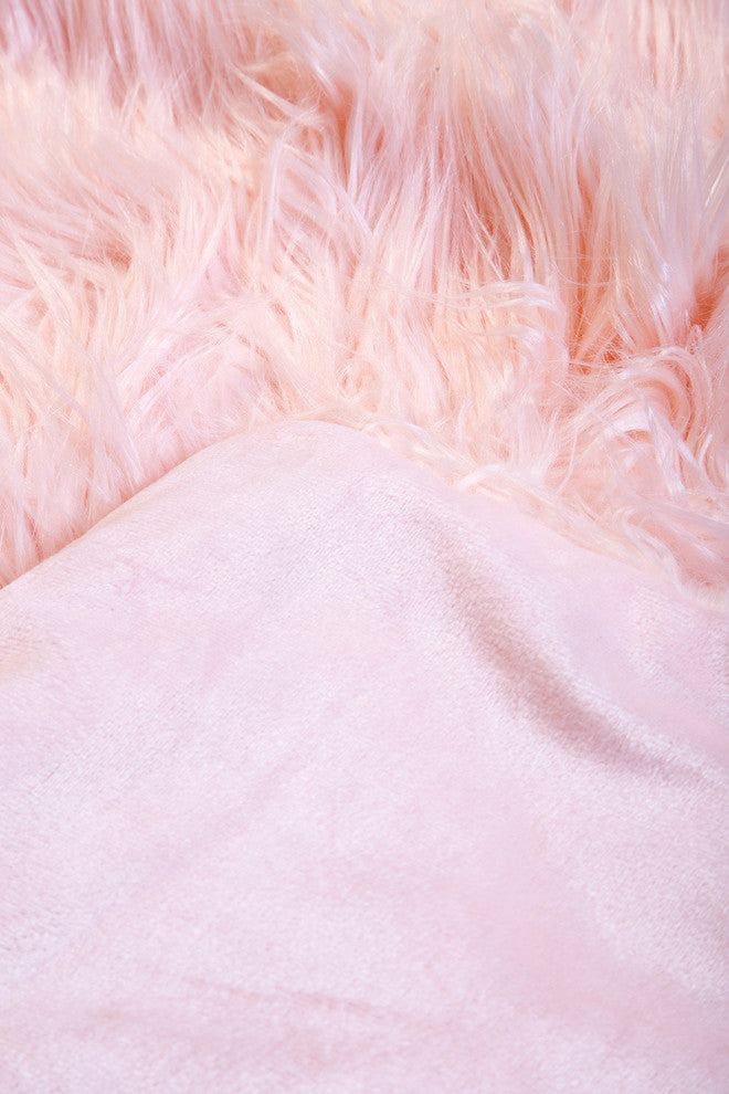 Faux Fur Throw Blanket, Mongolian Long Hair Pink