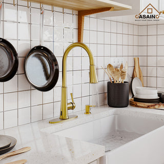 Single-Handle Pull Down Sprayer Kitchen Faucet with Touchless Sensor, Brushed Gold