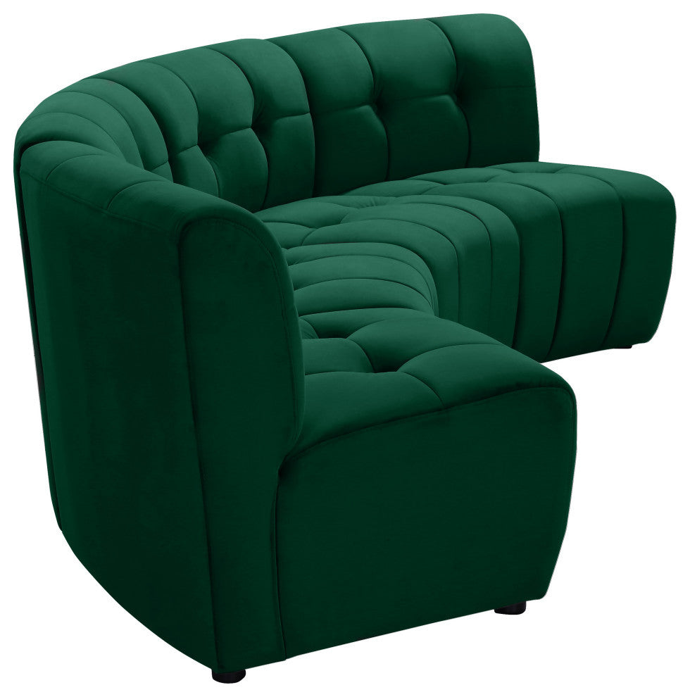 Limitless Velvet Upholstered 4-Piece Modular Sectional, Green