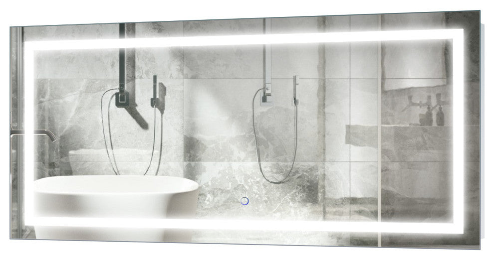 Krugg LED Bathroom Mirror, Lighted Vanity Mirror Dimmer and Defogger, 48x24