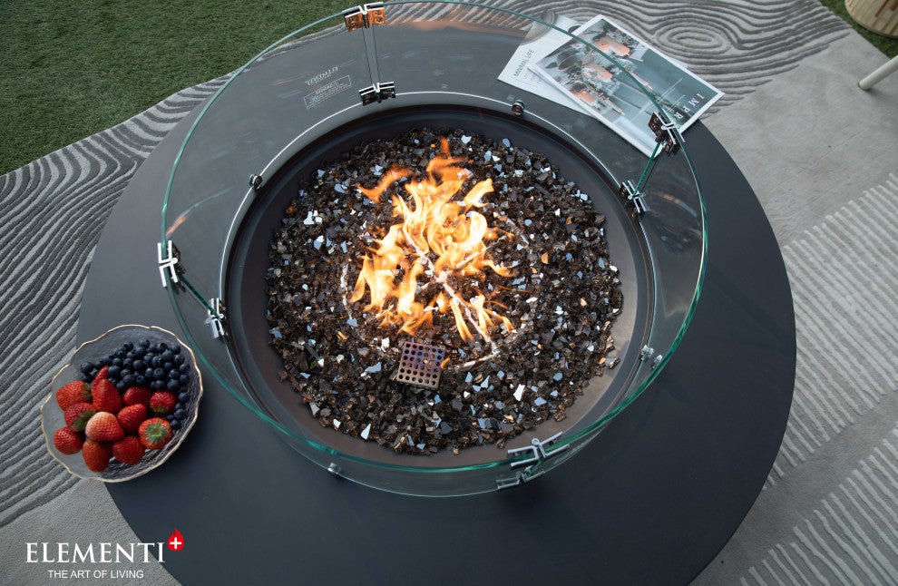 Nimes Round Dark Grey Concrete 41" Natural Gas Fire Table by Elementi Plus