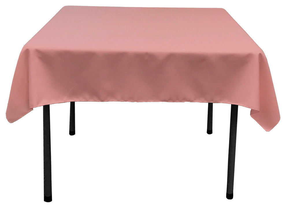 LA Linen Polyester Poplin Square Tablecloth, 58"x58", Dusty Rose