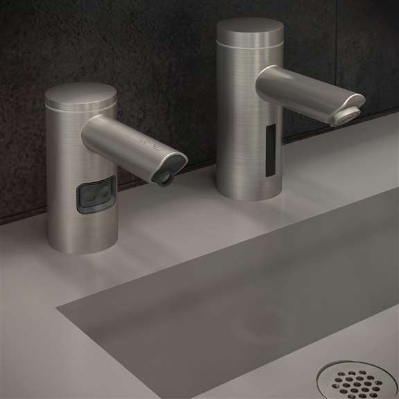 Fontana Brushed Nickel Dual Automatic Commercial Sensor Faucet, Soap Dispenser