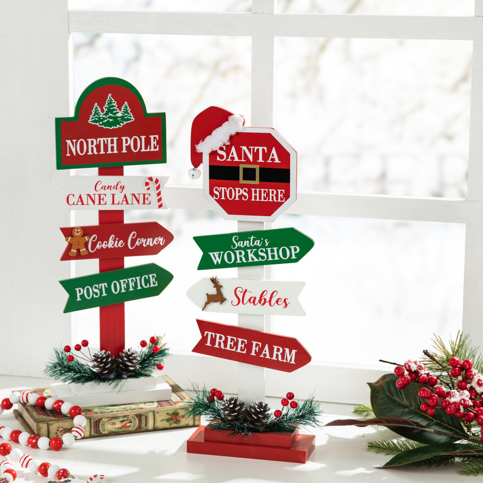 2-Piece Set Christmas Wooden Sign Table Decor