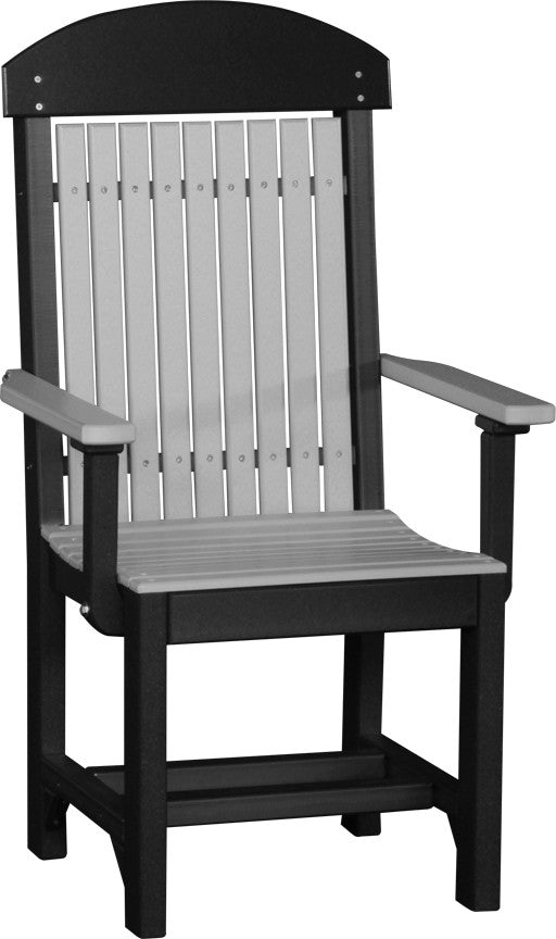 Set of 4 Poly Dining Chairs, Dove Gray & Black, Dining Height, Arm Chair