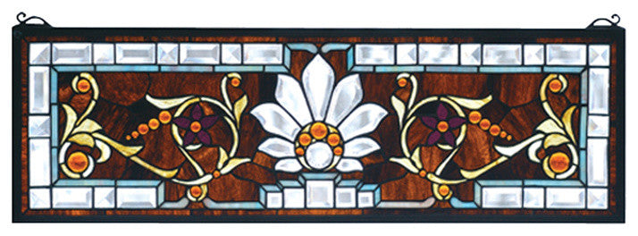 Meyda Lighting 73063 28"W X 9"H Beveled Ellsinore Transom Stained Glass Window