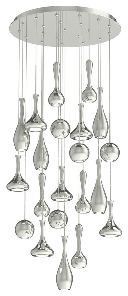 Modern Forms Acid LED 21-Light Round Chandelier in Polished Nickel