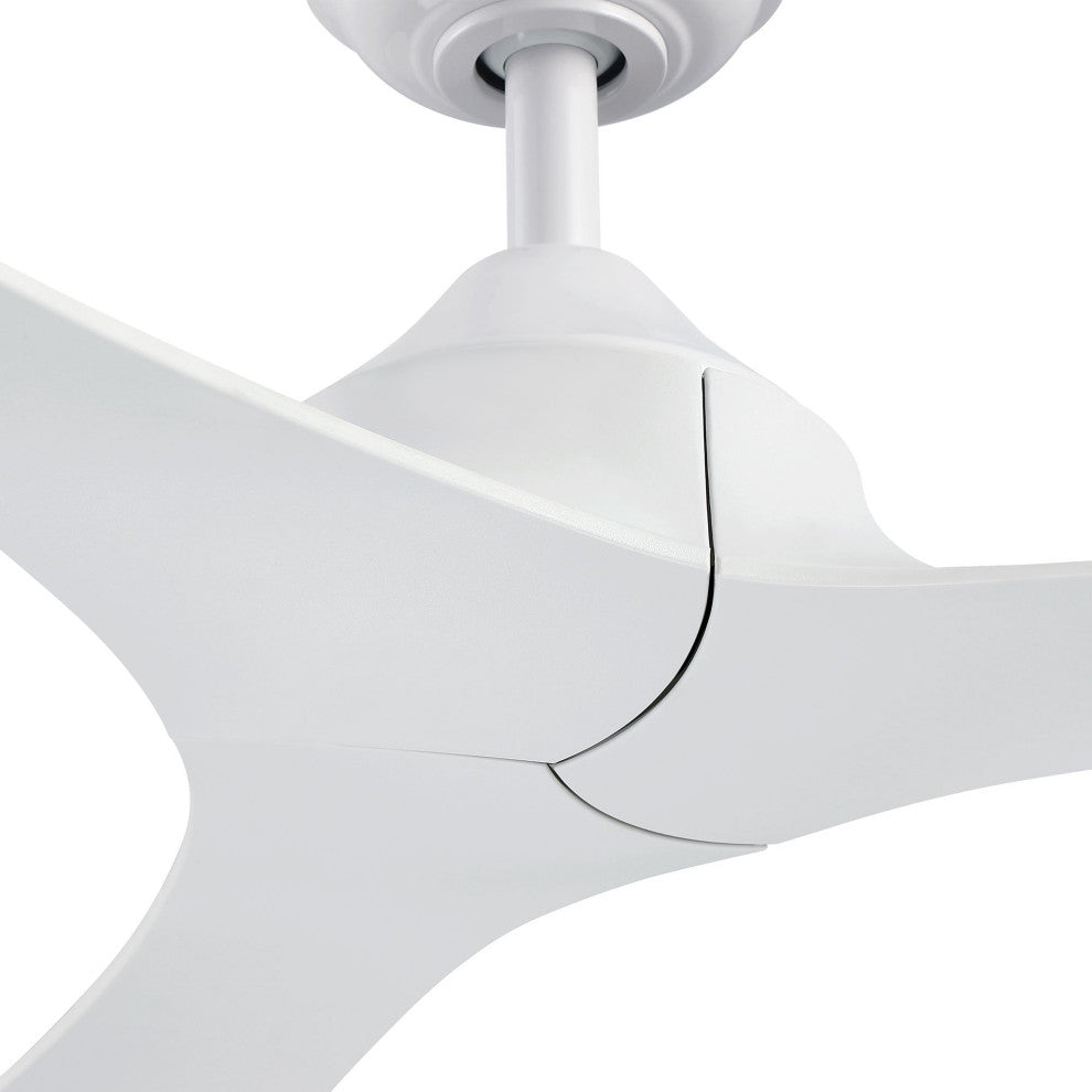 56" Modern Propeller Ceiling Fan with Remote Control and DC Reversible Motor, White