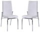 Set of 2 White PU Side Chair, Chrome Finish