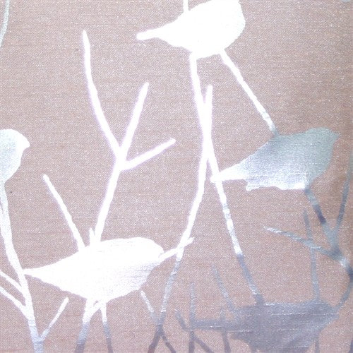 Pillow Decor - Metallic Birds Throw Pillow, Dusty Rose
