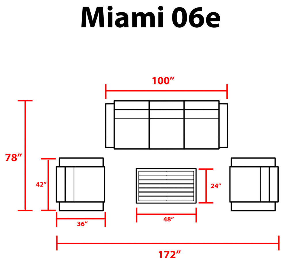 Miami 6 Piece Outdoor Wicker Patio Furniture Set 06e