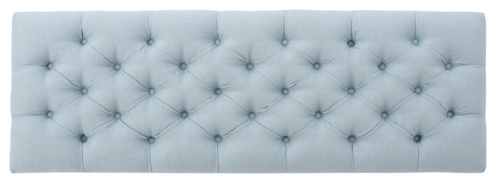 GDF Studio Ottilie Contemporary Button-Tufted Storage Ottoman Bench, Light Sky/Dark Brown