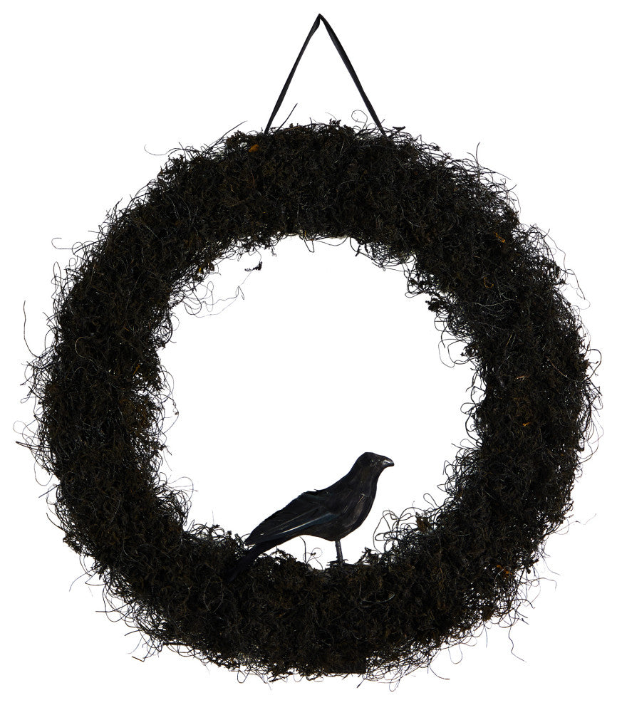 30" Halloween Black Raven Twig Wreath