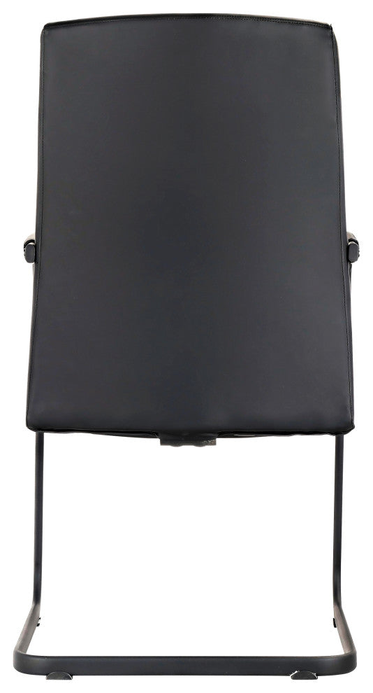 LeisureMod Evander Faux Leather Office Chair With Aluminum Frame, Black