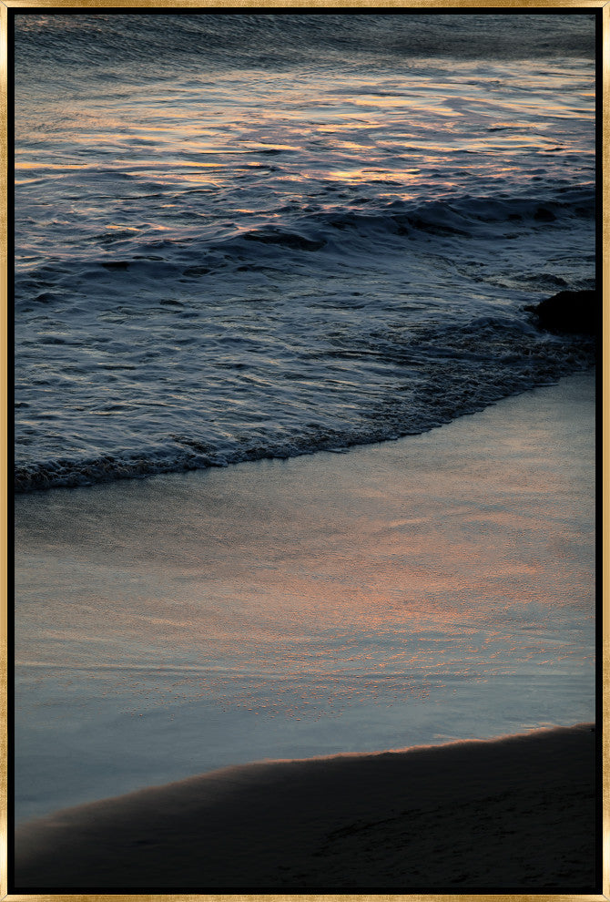 30x45 Sunkissed Shore Break II, Framed Artwork, Gold