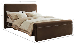 Sloan Black Velvet Full Bed, Brown, King