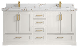 Boston 72" Double Sink Bath Vanity in Alabaster 2" Viola Brown