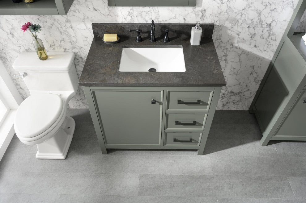36" Single Sink Vanity Cabinet, Pewter Green