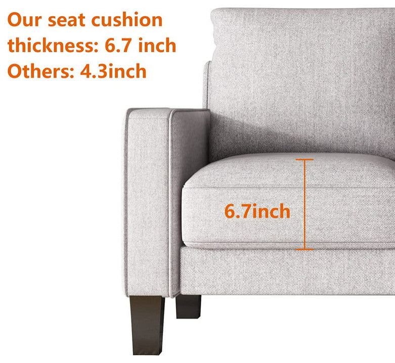 Mid-Century 53" Fabric Loveseat with Solid Wood Legs and Padded Upholstery, Beige
