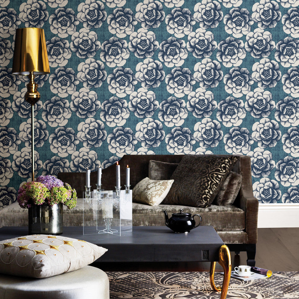 Fanciful Blue Floral Wallpaper Bolt
