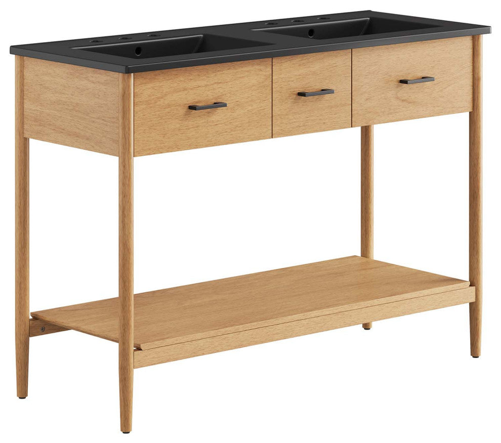 Zaire 48" Double Sink Bathroom Vanity - Natural Black